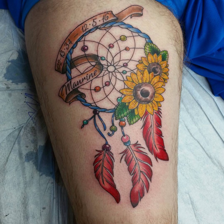 sunflower dreamcatcher tattoo
