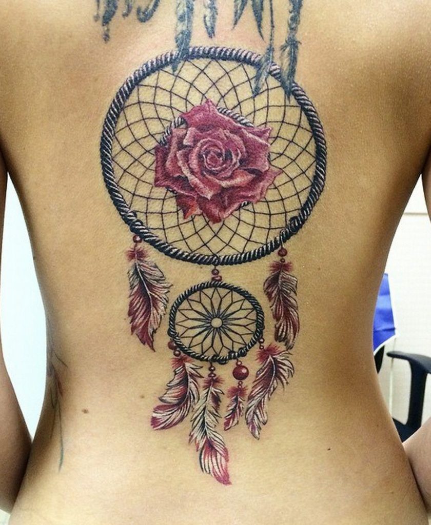 dreamcatcher back tattoos