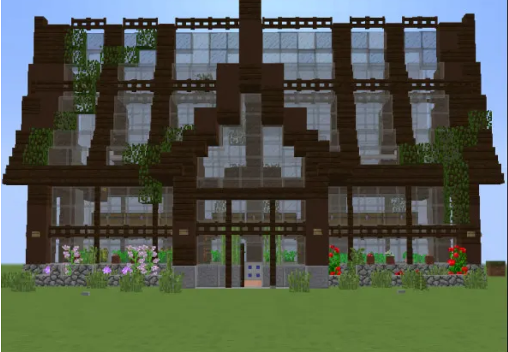 A House-Shaped Minecraft Greenhouse