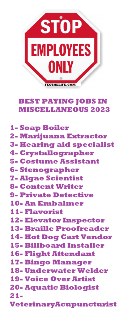 Best Paying Jobs in Miscellaneous Jobs 2023