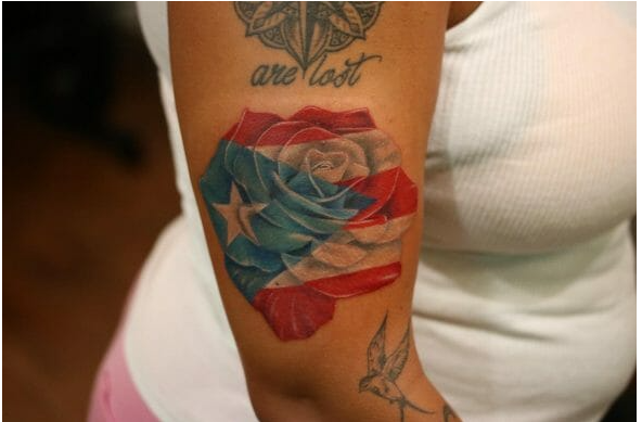 Puerto Rican Flag Shades themed Rose Tattoo