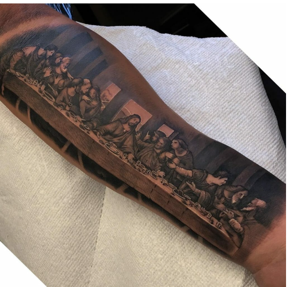 the last supper Jesus Forearm tattoo