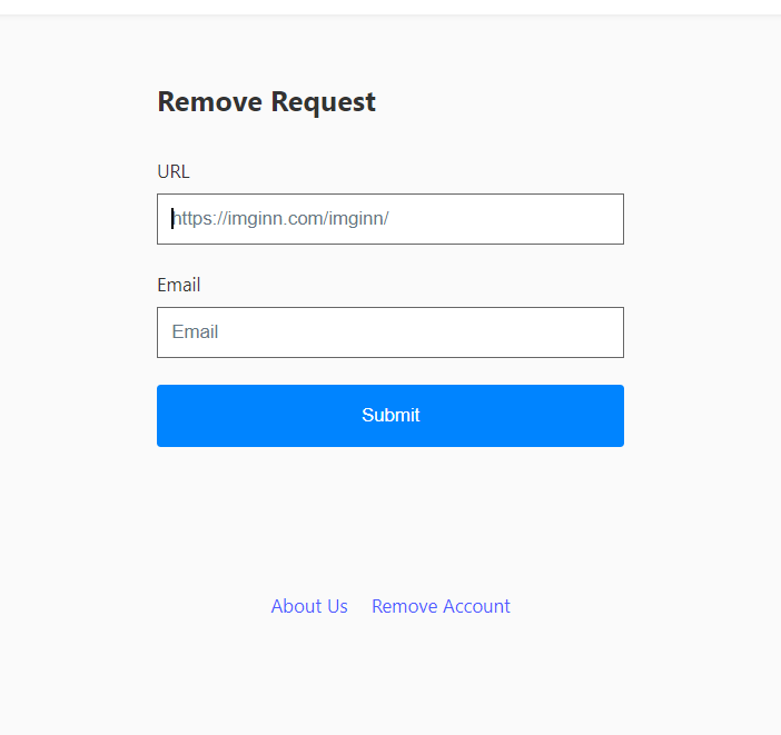 account removal request on Imginn tab