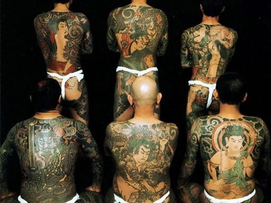 The Japanese Yakuza gang tattoos on back