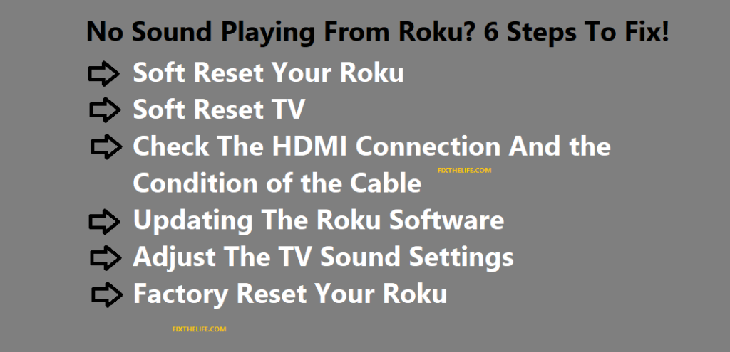 NO Sounds Playing From Roku 