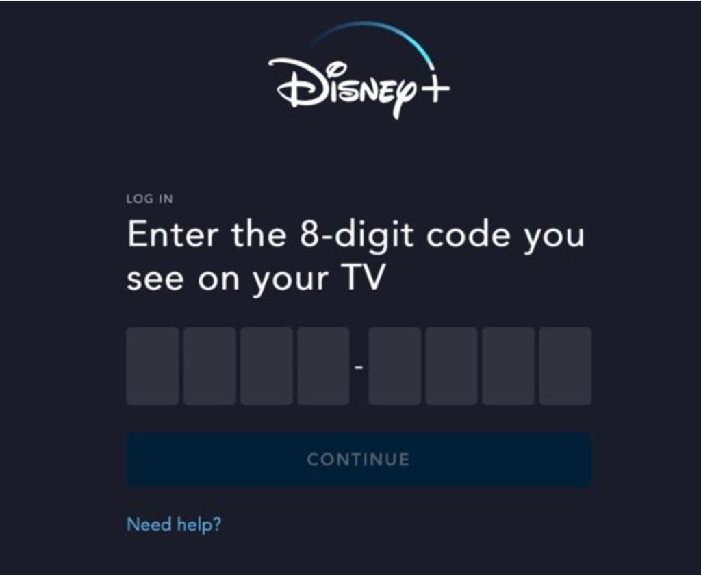 Disney+ Login Begin 8-Digit Code