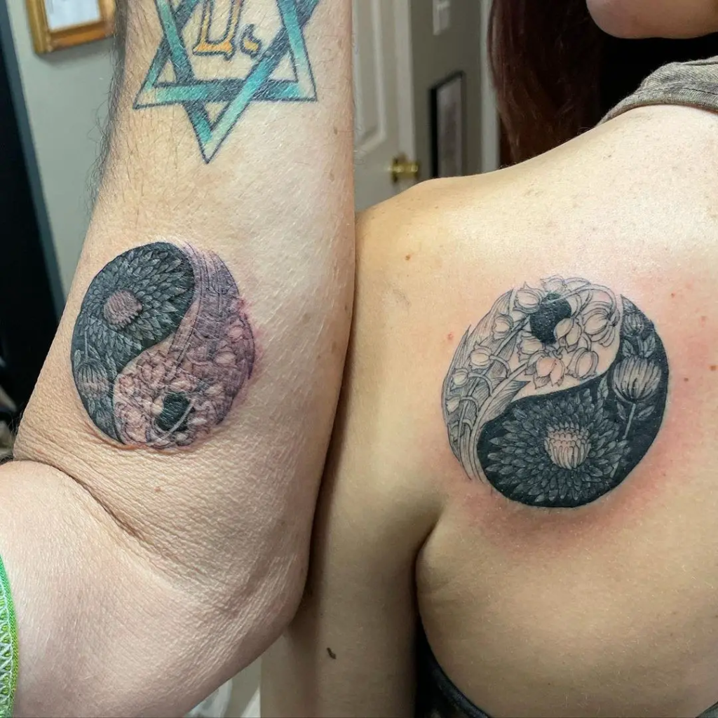 Yin and Yang Father And Daughter Tattoos