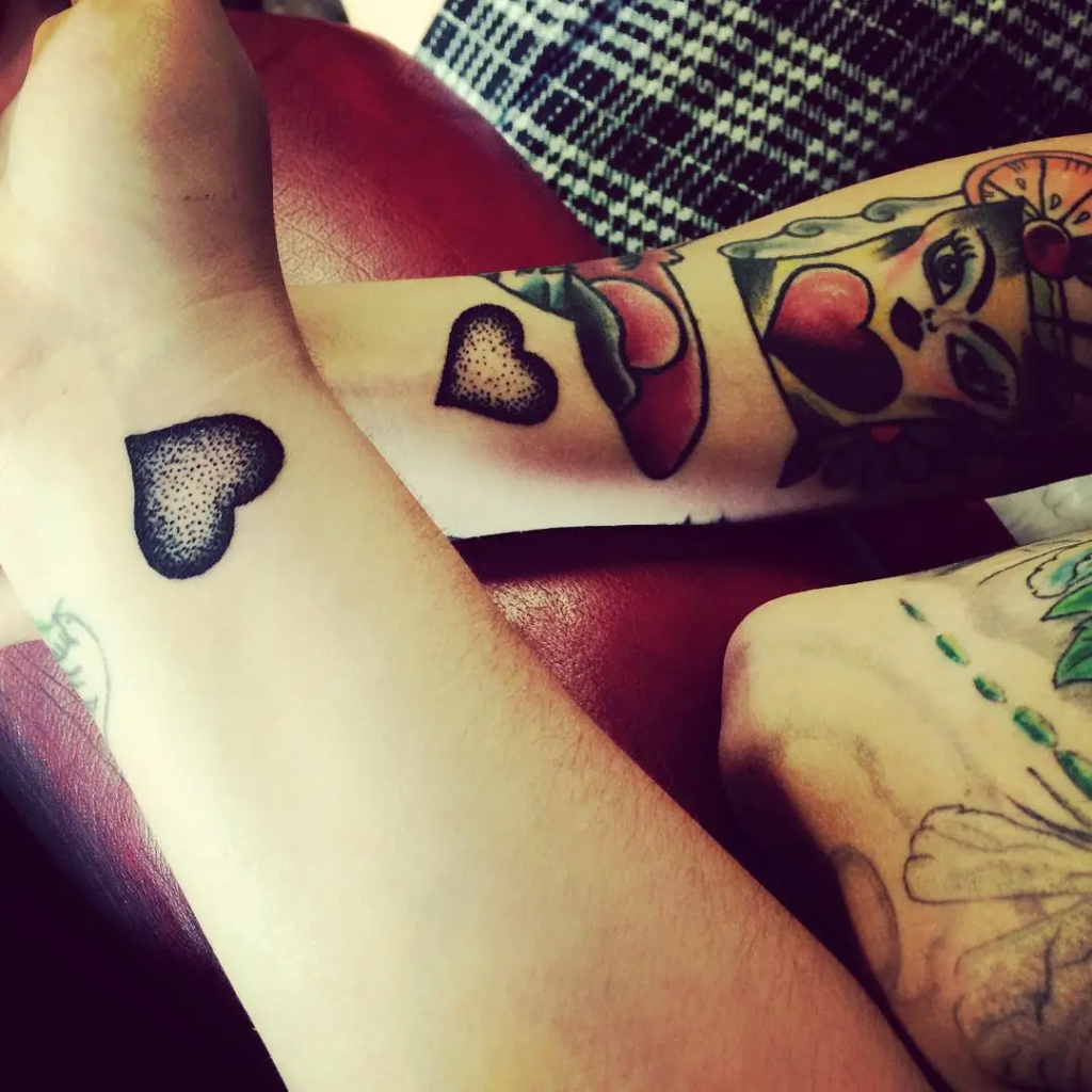Dotted Hearts Father Daughter Tattoos