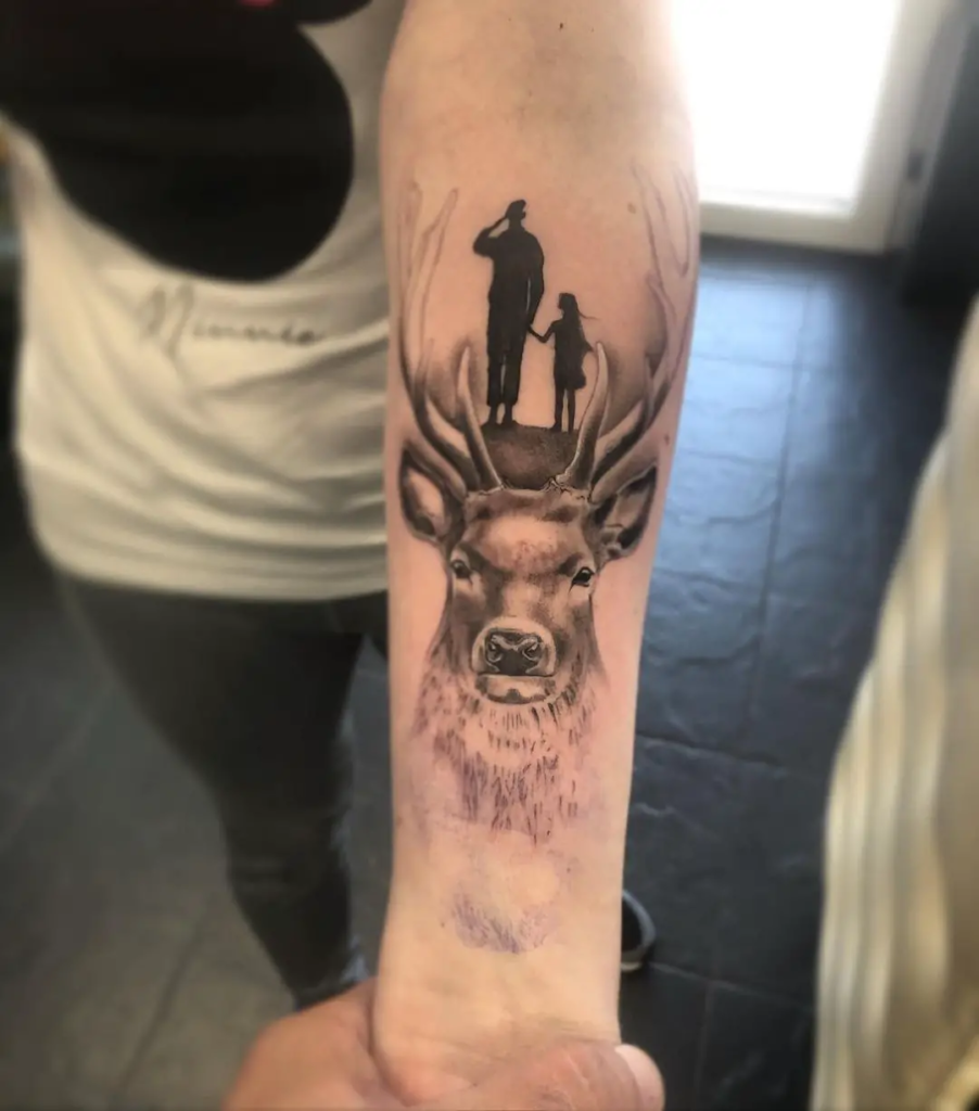 Deer Father Daughter Tattoo Design