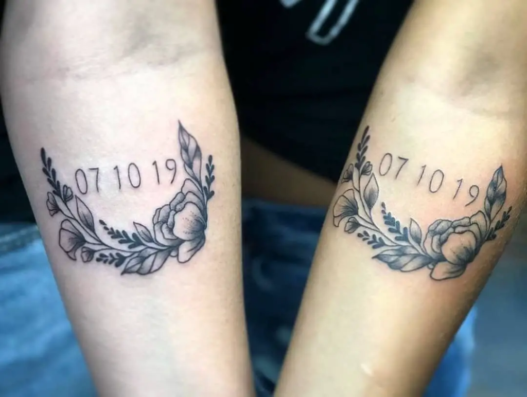 Memorial Father and Daughter Matching Tattoos with Date