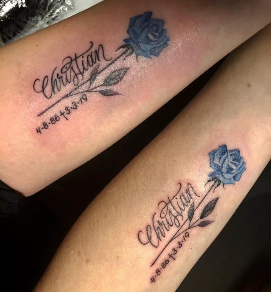 Blue Rose Memorial Father Daughter Tattoos
