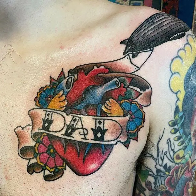 Anatomical Heart Dad Tattoo Design