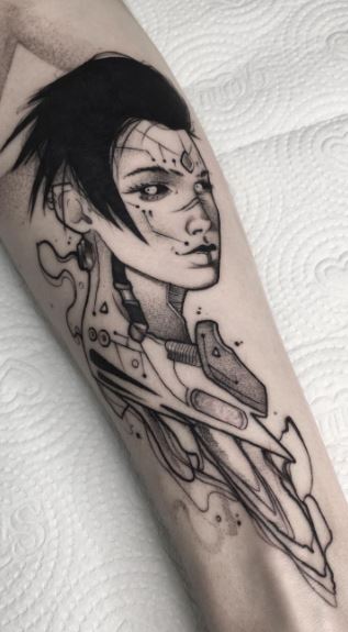 Black and Grey Cyberpunk Tattoos