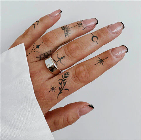 Finger Patchwork Tattoos