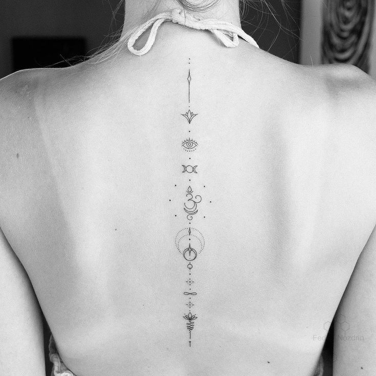 Geometric Spine Tattoos for Women