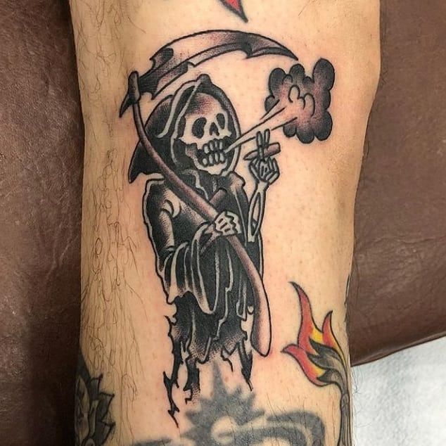 Grim Reaper Patchwork Tattoo