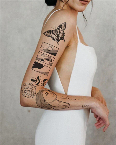 Patchwork tattoo, Patchwork Arm Tattoos