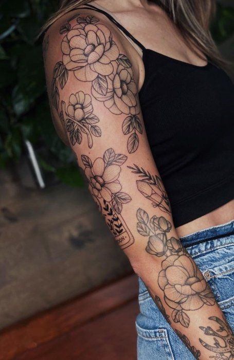 Patchwork Flower Tattoos