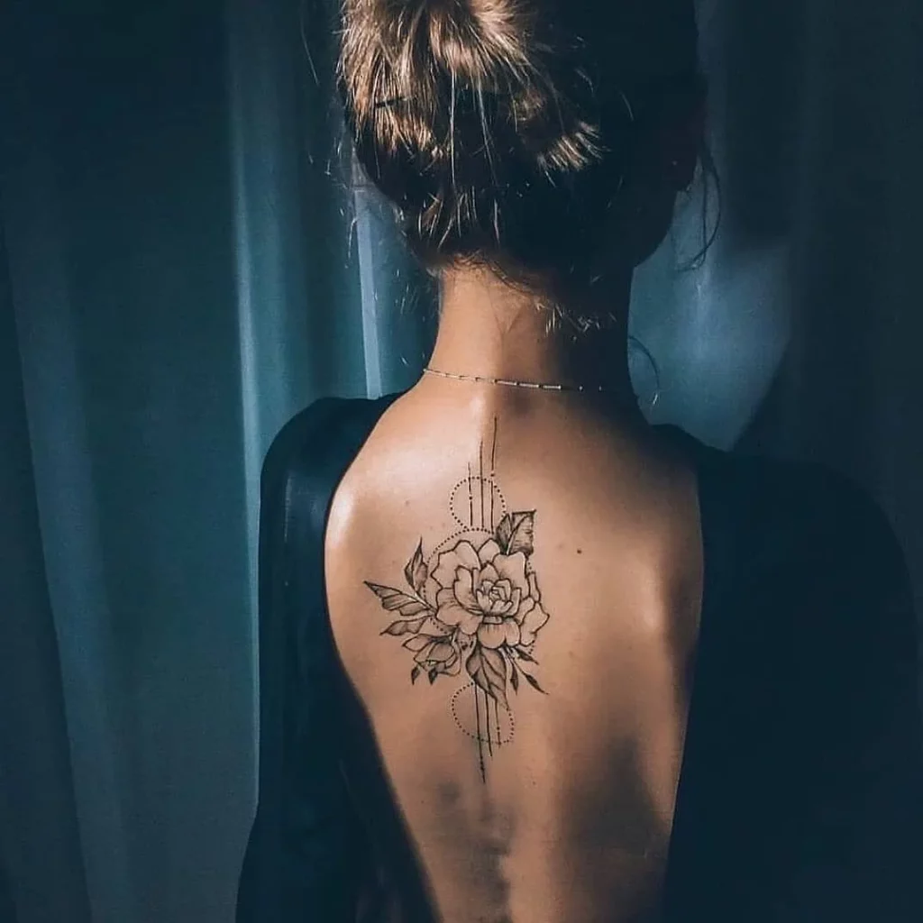 Floral Spine Tattoos for Women