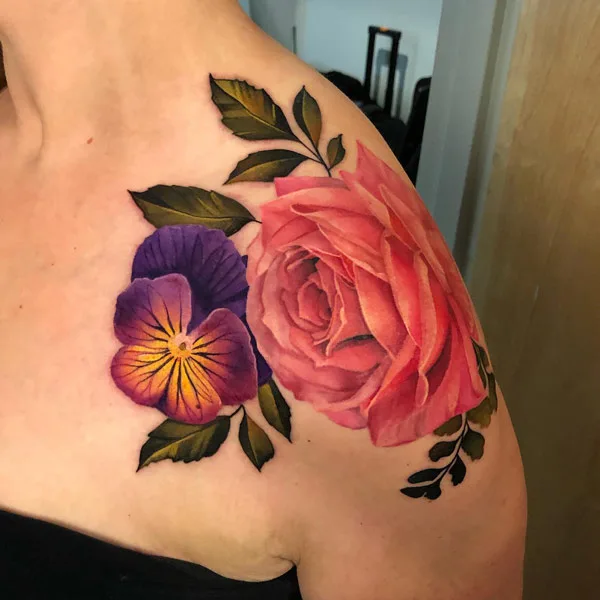 violet flower tattoo