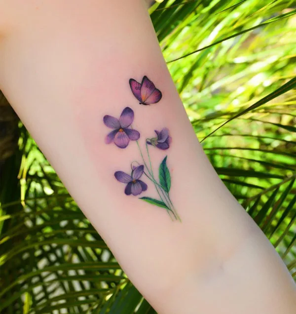 violet flower tattoo