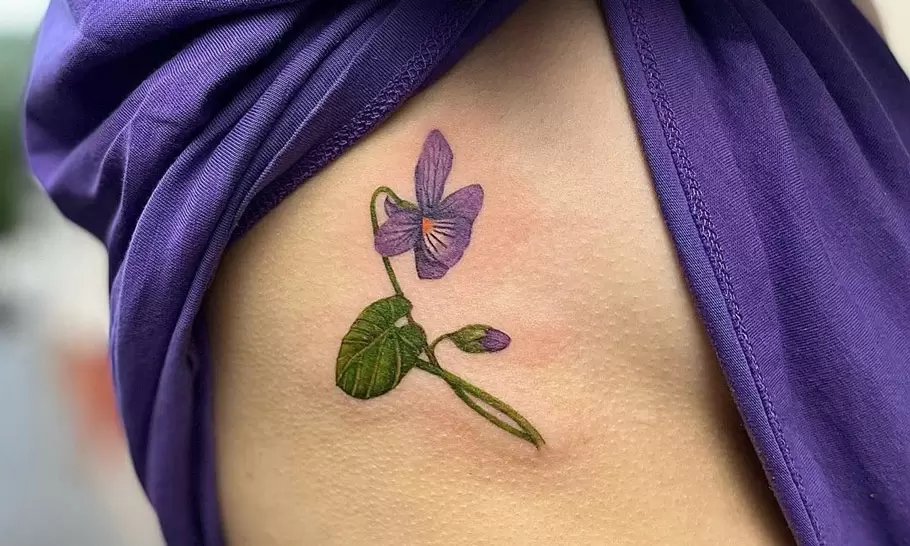 violet flower tattoo