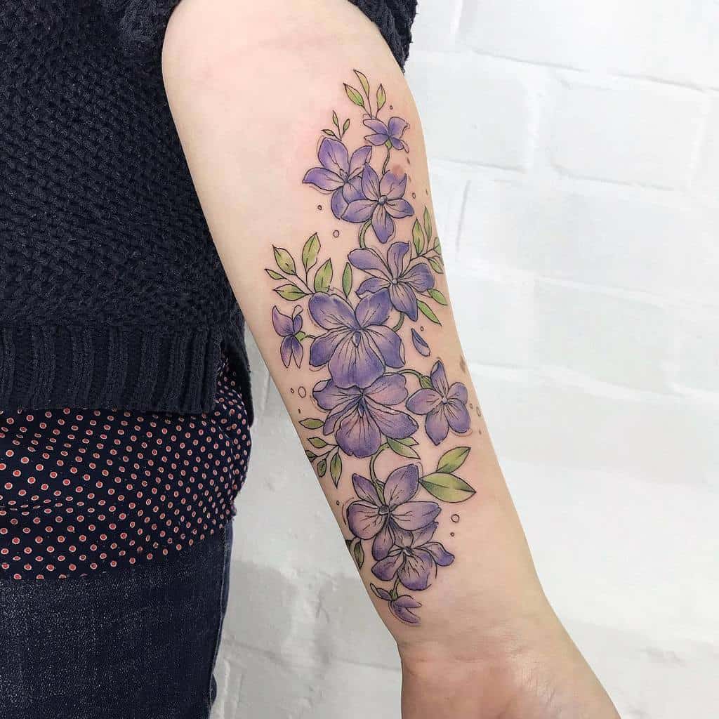 violet flower tattoo