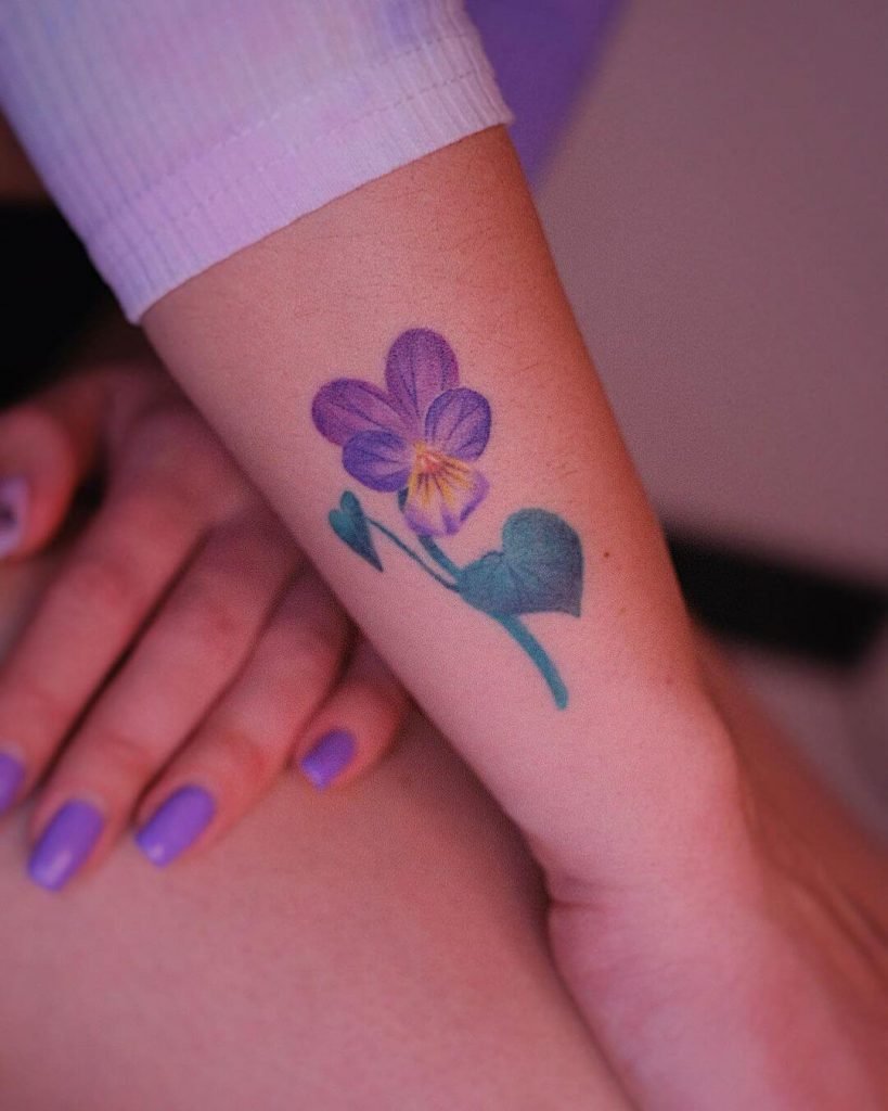 violet flower tattoo