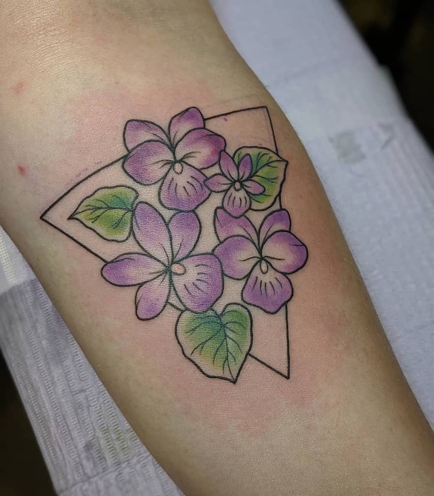 violet flower tattoo