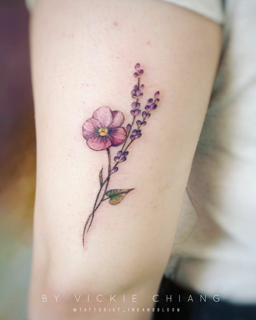 violet flower tattoo