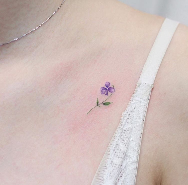 violet flower tattoo