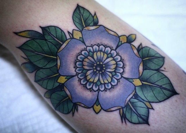 violet flower tattoo