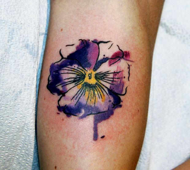 violet flower tattoo